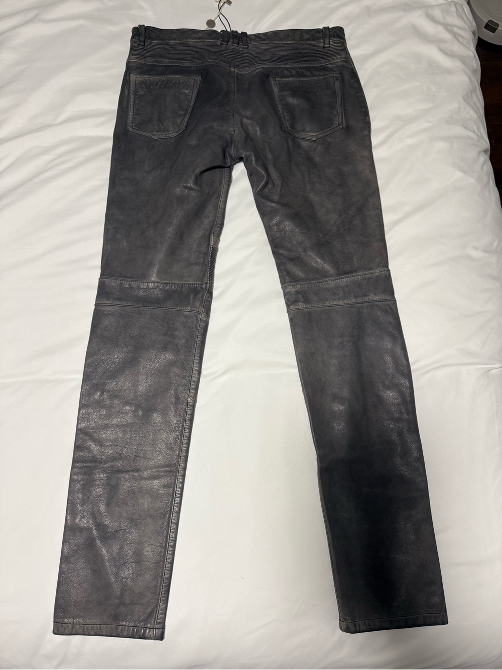 Balmain Men's Black Slim Straight Leather-Look Jeans
